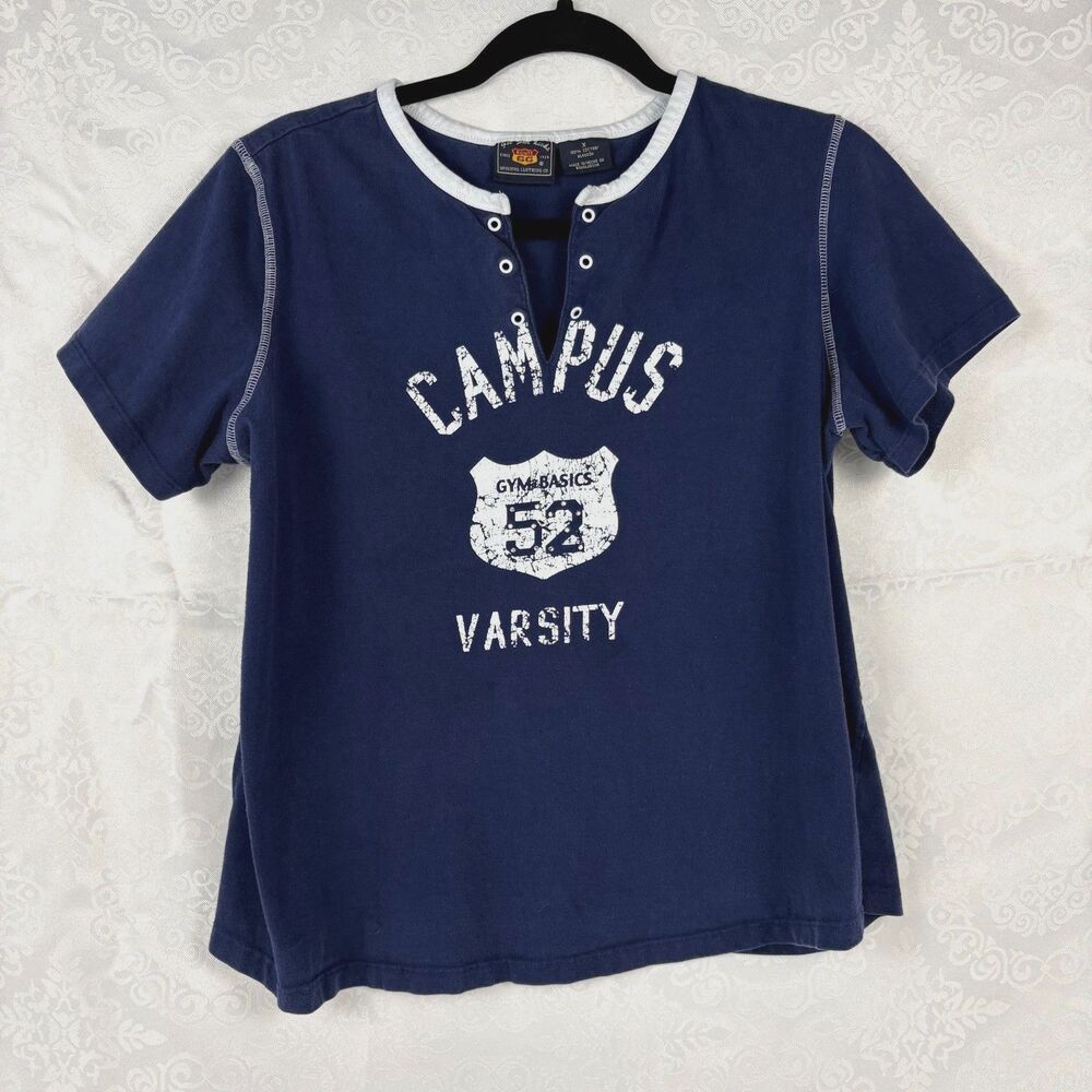 Y2K Baby Tee Get Your Kicks Campus Gym Top Athletic Jersey McBling Size XL